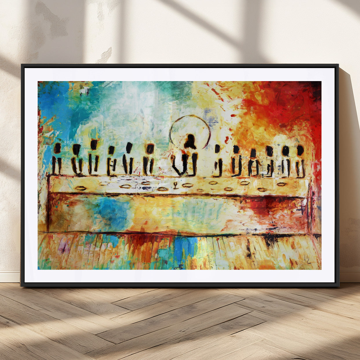 YKE34632598CR-MGV-CV-36X24-Abstract Last Supper with Apostles Wall Art Canvas Print