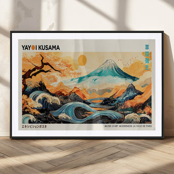 94085549-MGC-FP-36x24_Black-Japanese Wave and Mountain Wall Art – Panoramic Abstract Landscape Canvas Print, Asian Inspired Nature Decor for Living Room,