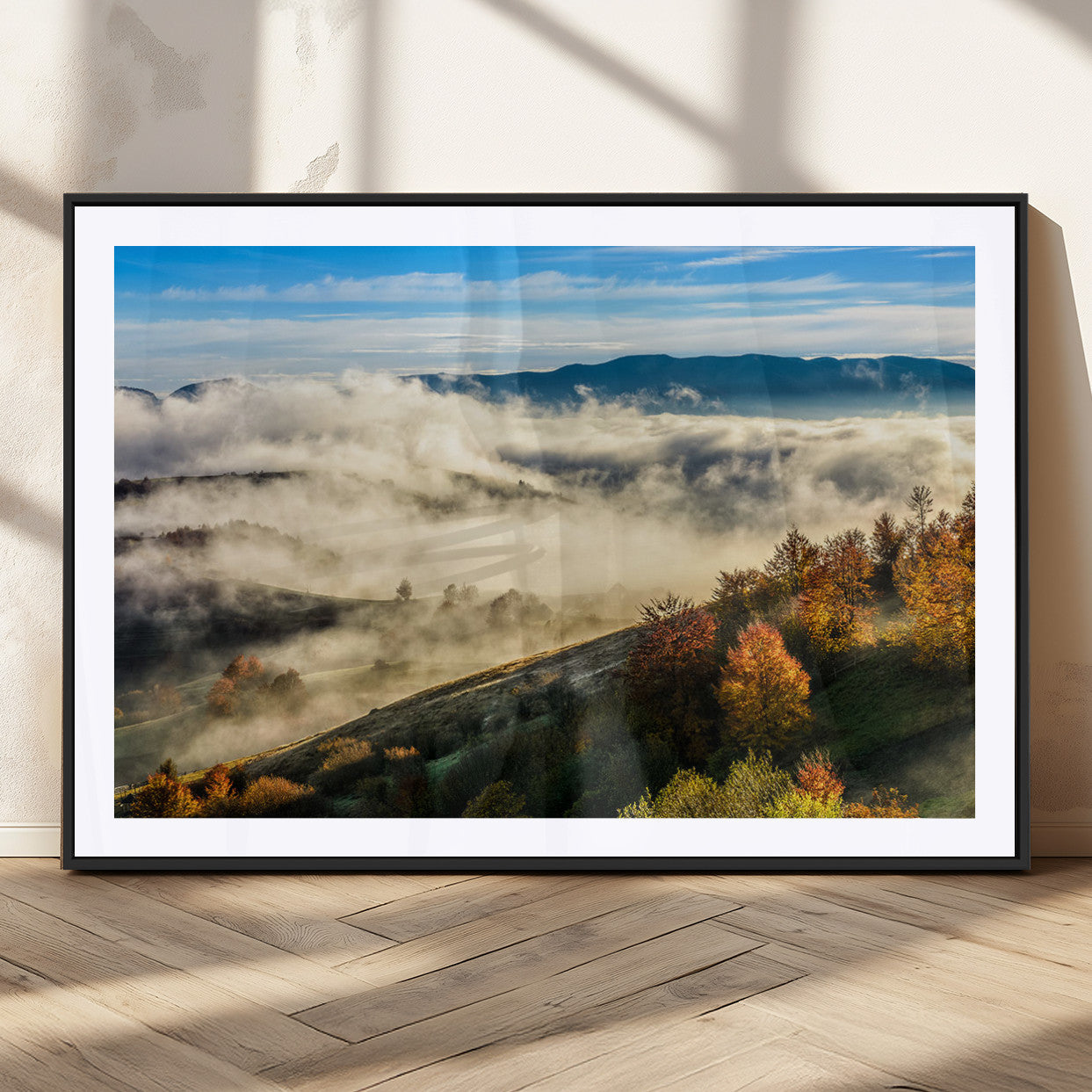 21551192-MGC-FP-36x24_Black-Landscape Wall Art – Autumn Mountain View Canvas Print, Scenic Nature Photography Decor for Bedroom, Living Room, Office, Cabin or