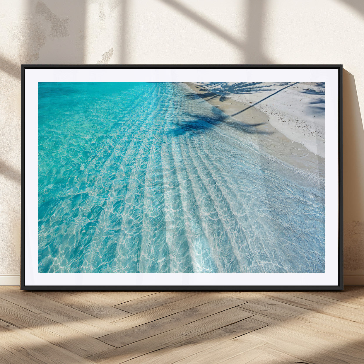 68127042-MGC-FP-36x24_Black-Beach Wall Art – Tropical Ocean Canvas Print, Clear Water and White Sand Photography Decor for Bedroom, Living Room, Office,