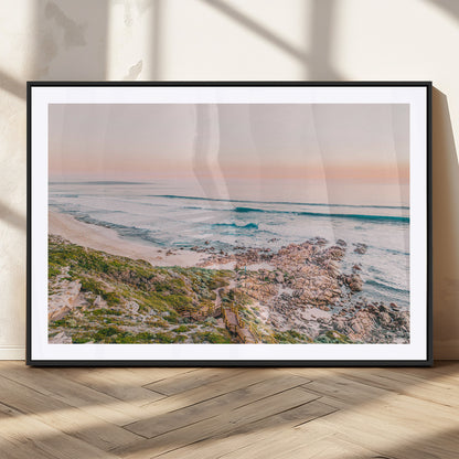 27332135-MGC-FP-36x24_Black-Coastal Sunset Wall Art – Ocean Waves and Rocky Shore Canvas Print, Scenic Seaside Photography Decor for Bedroom, Living Room,