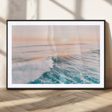 34064591-MGC-FP-36x24_Black-Surfing Wall Art – Sunset Ocean Wave Canvas Print, Surfer Riding Sea Photography Decor for Bedroom, Living Room, Office, Coastal