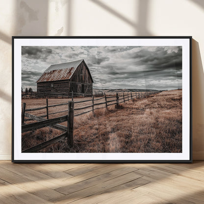 70676381-MGC-FP-36x24_Black-Rustic Barn Wall Art – Weathered Farmhouse Canvas Print, Country Landscape Photography Decor for Bedroom, Living Room, Office,