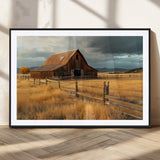 16480179-MGC-FP-36x24_Black-Farmhouse Wall Art – Rustic Barn and Golden Field Canvas Print, Country Landscape Photography Decor for Bedroom, Living Room,