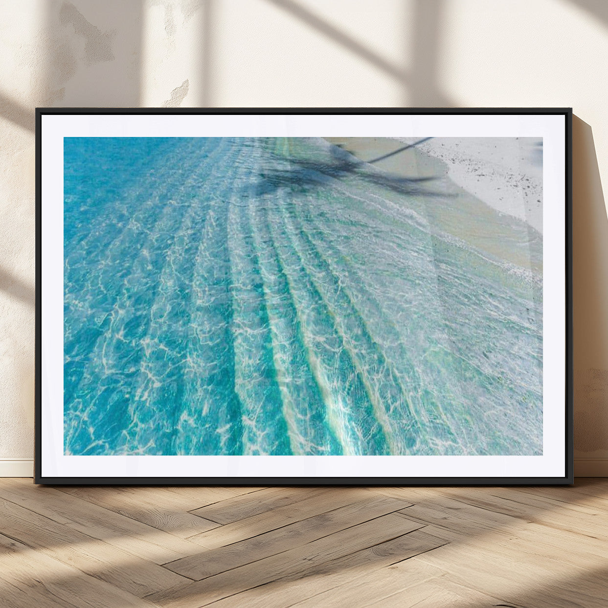 17528159-MGC-FP-36x24_Black-Tropical Ocean Wall Art – Turquoise Water Canvas Print, Crystal Clear Beach Waves Photography Coastal Decor for Living Room,