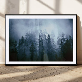 93439624-MGC-FP-36x24_Black-Forest Wall Art – Misty Pine Trees Canvas Print, Moody Nature Photography Decor for Bedroom, Living Room, Office, Cabin, Lodge or