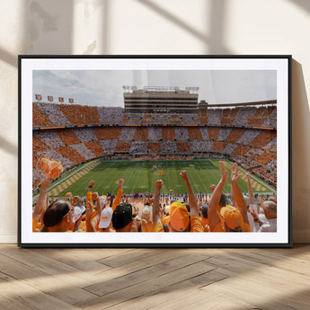 76011417-MGC-FP-36x24_Black-Tennessee Volunteers Wall Art – Neyland Stadium Checkerboard Crowd Canvas Print, Vols Football Game Day Fan Perspective Sports