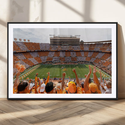 76011417-MGC-FP-36x24_Black-Tennessee Volunteers Wall Art – Neyland Stadium Checkerboard Crowd Canvas Print, Vols Football Game Day Fan Perspective Sports