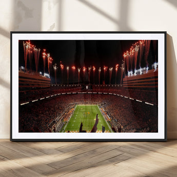 73358115-MGC-FP-36x24_Black-Tennessee Volunteers Wall Art – Neyland Stadium Fireworks Night Game Canvas Print, Vols Football Checkerboard Endzone Sports Decor