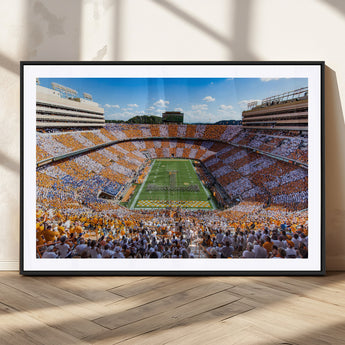 77097951-MGC-FP-36x24_Black-Neyland Stadium Wall Art – Panoramic Tennessee Volunteers Checkerboard Crowd Canvas Print, Football Game Day Decor for Office, Man