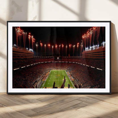 73358115-MGV-CV-36X24-Neyland Stadium Wall Art – Panoramic Tennessee Volunteers Night Game Canvas Print, Fireworks Football Celebration Sports Decor for