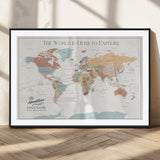 69180591-MGC-FP-36x24_Black-Personalized World Map Wall Art – Rustic Vintage Adventure Travel Map with Custom Family Names, Unique Wall Decor for Couples,