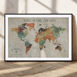 24737989-MGC-FP-36x24_Black-Personalized World Map Wall Art – Colorful Vintage Adventure Travel Map with Custom Names, Unique Wall Decor for Couples,