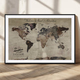78610079-MGC-FP-36x24_Black-Personalized World Map Wall Art – Vintage Rustic Travel Map with Custom Family Name, Adventure Wall Decor for Home, Family Gift or