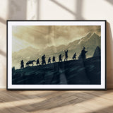 76547-MGV-CV-36X24-Fellowship Journey Wall Art Canvas Print, Framed LOTR Art Picture Print, Middle Earth Perfect Tolkien Fantasy Decor Artwork