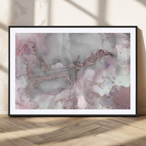 16416-MGC-FP-36x24_Black-Blush Marble Wall Art Canvas Print, Framed Rose Gold Art Picture Print, Pink Cloudy Perfect Modern Glam Decor Artwork