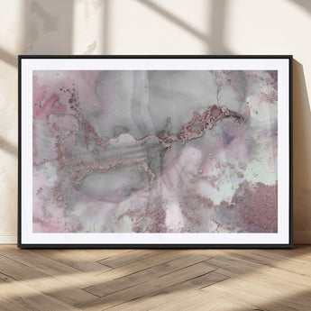16416-MGC-FP-36x24_Black-Blush Marble Wall Art Canvas Print, Framed Rose Gold Art Picture Print, Pink Cloudy Perfect Modern Glam Decor Artwork