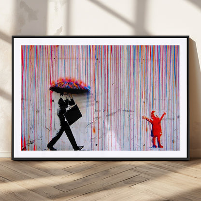 69505-MGC-FP-36x24_Black-Graffiti Girl Wall Art Canvas Print, Framed Urban Contrast Art Picture Print, Vibrant Graffiti Perfect Urban Pop Decor Artwork