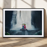 32259-MGC-FP-36x24_Black-Stitch Angel Wall Art Canvas Print, Framed Stitch Waterfall Art Picture Print, Cartoon Couple Perfect Moody Fantasy Decor Artwork