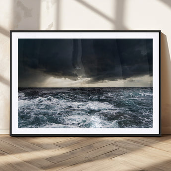 51359-MGC-FP-36x24_Black-Stormy Ocean Wall Art Canvas Print, Framed Moody Seascape Art Picture Print, Ocean Storm Perfect Dramatic Coastal Decor Artwork