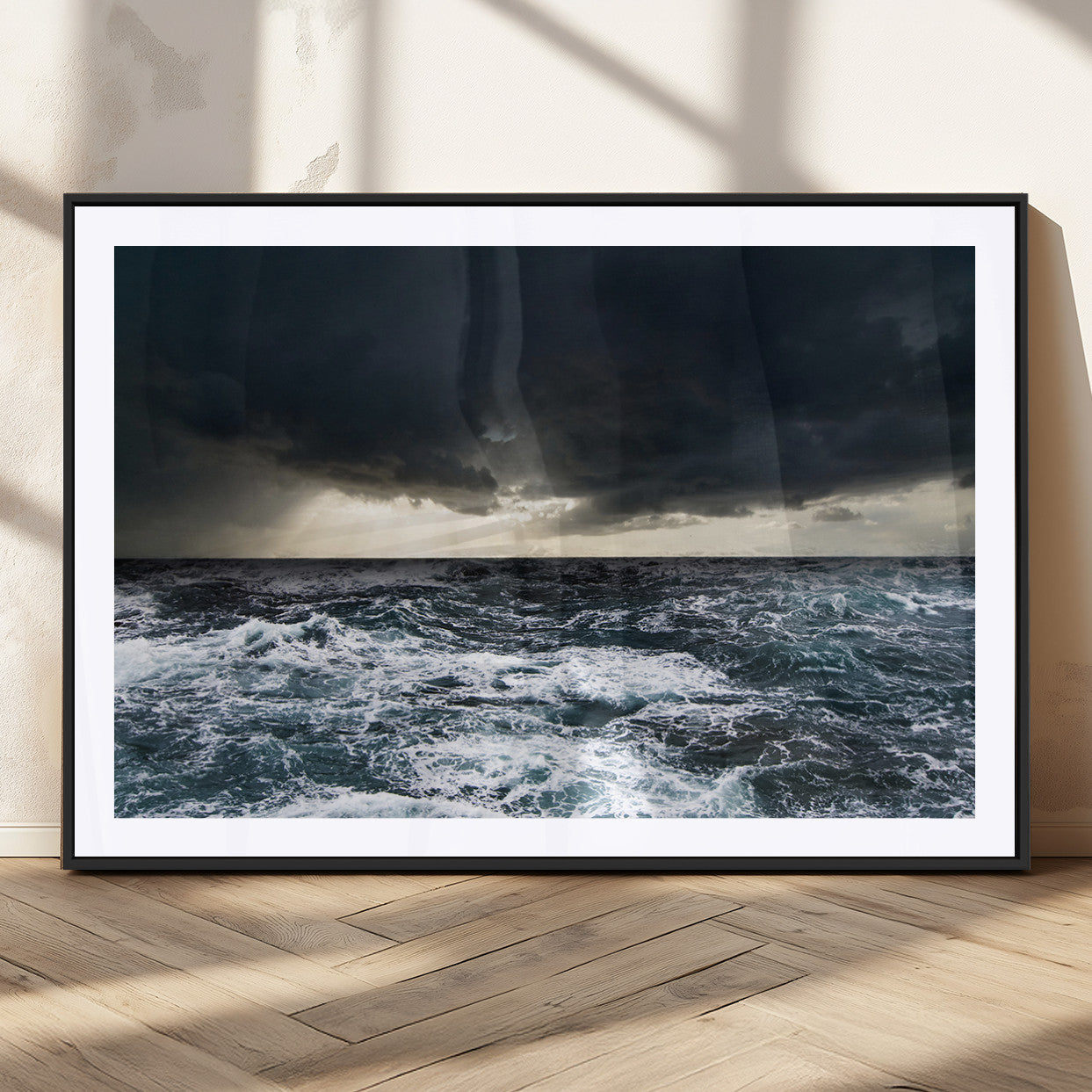 51359-MGV-CV-36X24-Stormy Ocean Wall Art Canvas Print, Framed Moody Seascape Art Picture Print, Ocean Storm Perfect Dramatic Coastal Decor Artwork