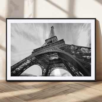 40006-MGC-FP-36x24_Black-Eiffel Tower Wall Art – Black and White Architectural Photo Print, Paris Inspired Decor for Bedroom, Office, Studio or Modern