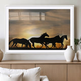 16620-MGV-CV-36X24-Sunset Stallions Wall Art – Silhouetted Horses Running Canvas Print, Nature’s Rhythm, Perfect for Living Room, Office, or Man Cave