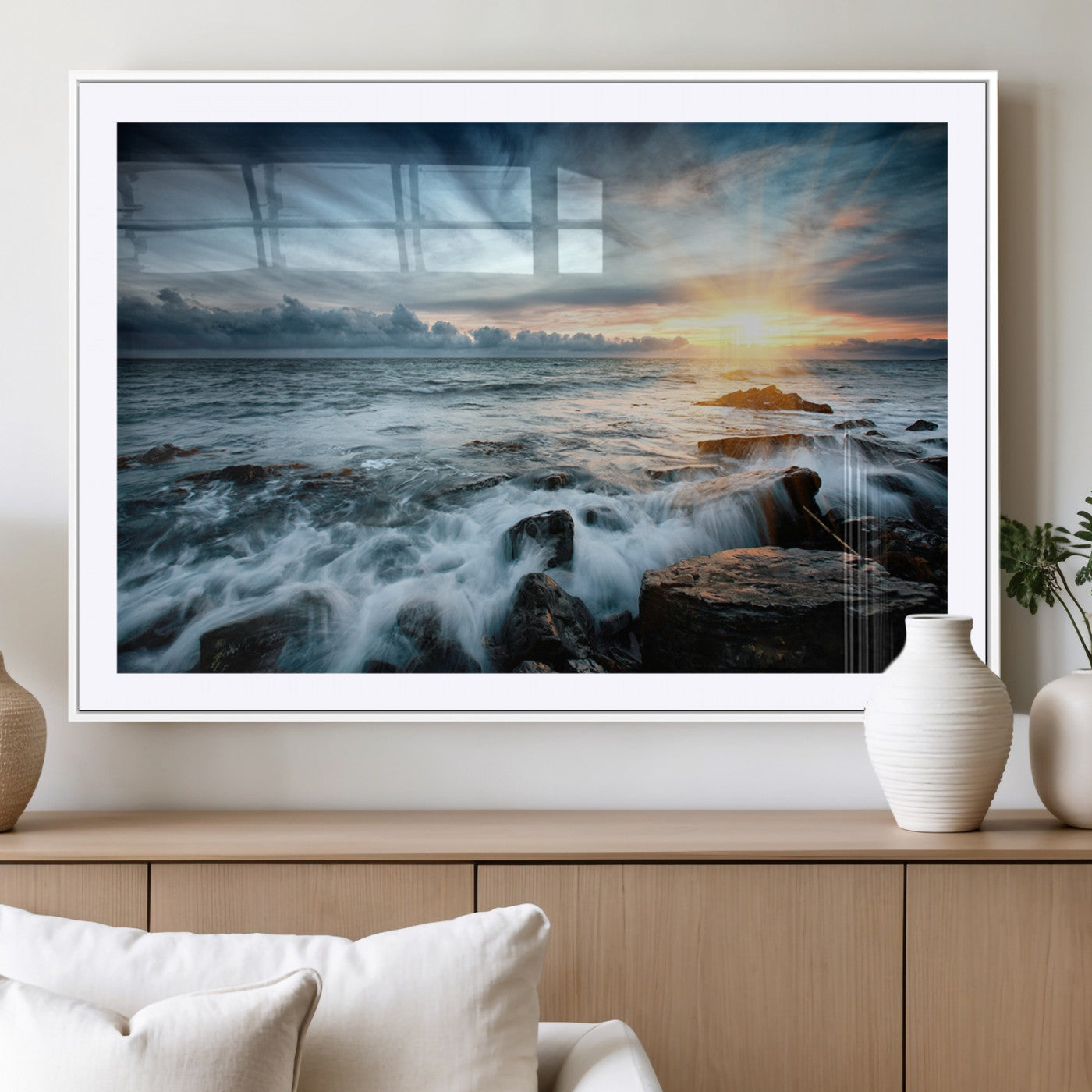33428-MGV-CV-36X24-Ocean Sunrise Wall Art – Serene Seascape Canvas Print, Coastal Home or Office Decor, Perfect for Living Room, Bedroom, or Study