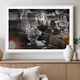 75513-MGV-CV-36X24-Elegant Wine Toast Wall Art – Close-Up Red Wine Glass at Dinner Table Canvas Print, Sophisticated Dining Room or Bar Decor