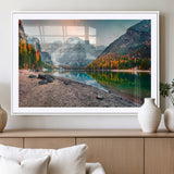 25982-MGV-CV-36X24-Autumn Mountain Lake Wall Art – Panoramic Fall Foliage and Snowy Peaks Canvas Print, Scenic Nature Decor for Living Room or Office