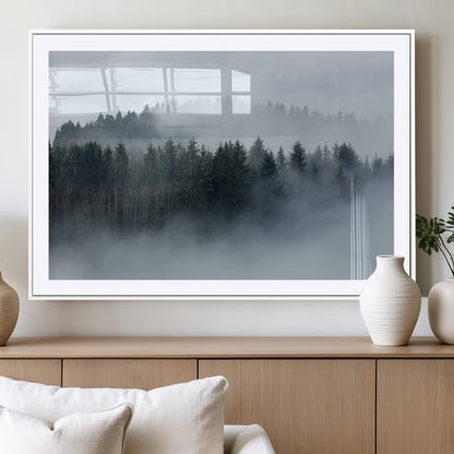 42596-MGV-CV-36X24-Misty Forest Wall Art – Atmospheric Pine Trees Canvas Print, Nature Landscape Decor for Living Room, Bedroom, Office, or Cabin
