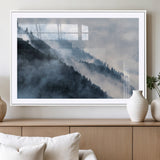 85737-MGC-FP-36x24_White-Misty Mountain Wall Art – Atmospheric Pine Forest Canvas Print with Fog and Mist, Calm Nature Decor for Living Room, Bedroom,