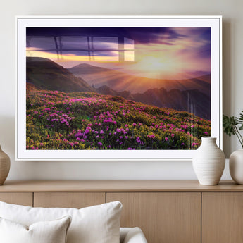 49741-MGC-FP-36x24_White-Mountain Sunrise Wall Art – Vibrant Floral Landscape Canvas Print, Nature Home Decor for Living Room, Bedroom Office or Cabin