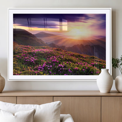 49741-MGC-FP-36x24_White-Mountain Sunrise Wall Art – Vibrant Floral Landscape Canvas Print, Nature Home Decor for Living Room, Bedroom Office or Cabin