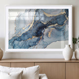 33782-MGV-CV-36X24-Abstract Marble Wall Art – Blue & Gold Fluid Painting Canvas Print, Modern Home Decor for Living Room, Bedroom or Office