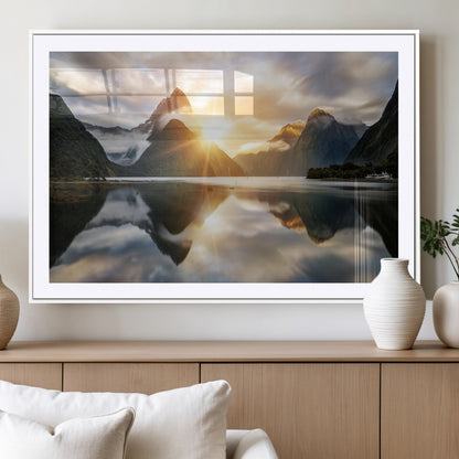 78842-MGV-CV-36X24-Sunrise Mountain Reflection Wall Art – Stunning Nature Landscape Canvas Print for Home, Office, Living Room or Relaxing Space