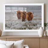 10396-MGV-CV-36X24-Highland Cattle Wall Art – Rustic Winter Landscape Canvas Print, Farmhouse Decor for Living Room, Office, Cabin or Country Home
