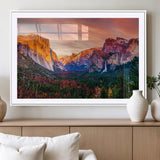 24519-MGV-CV-36X24-Yosemite Valley Sunset Wall Art – Majestic Mountain Landscape with Waterfall and Vibrant Sky, Nature Photography for Home or