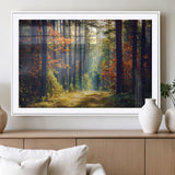 86249-MGV-CV-36X24-Sunlit Autumn Forest Path Wall Art – Peaceful Nature Scene with Fall Foliage, Calming Woods Decor for Home or Office