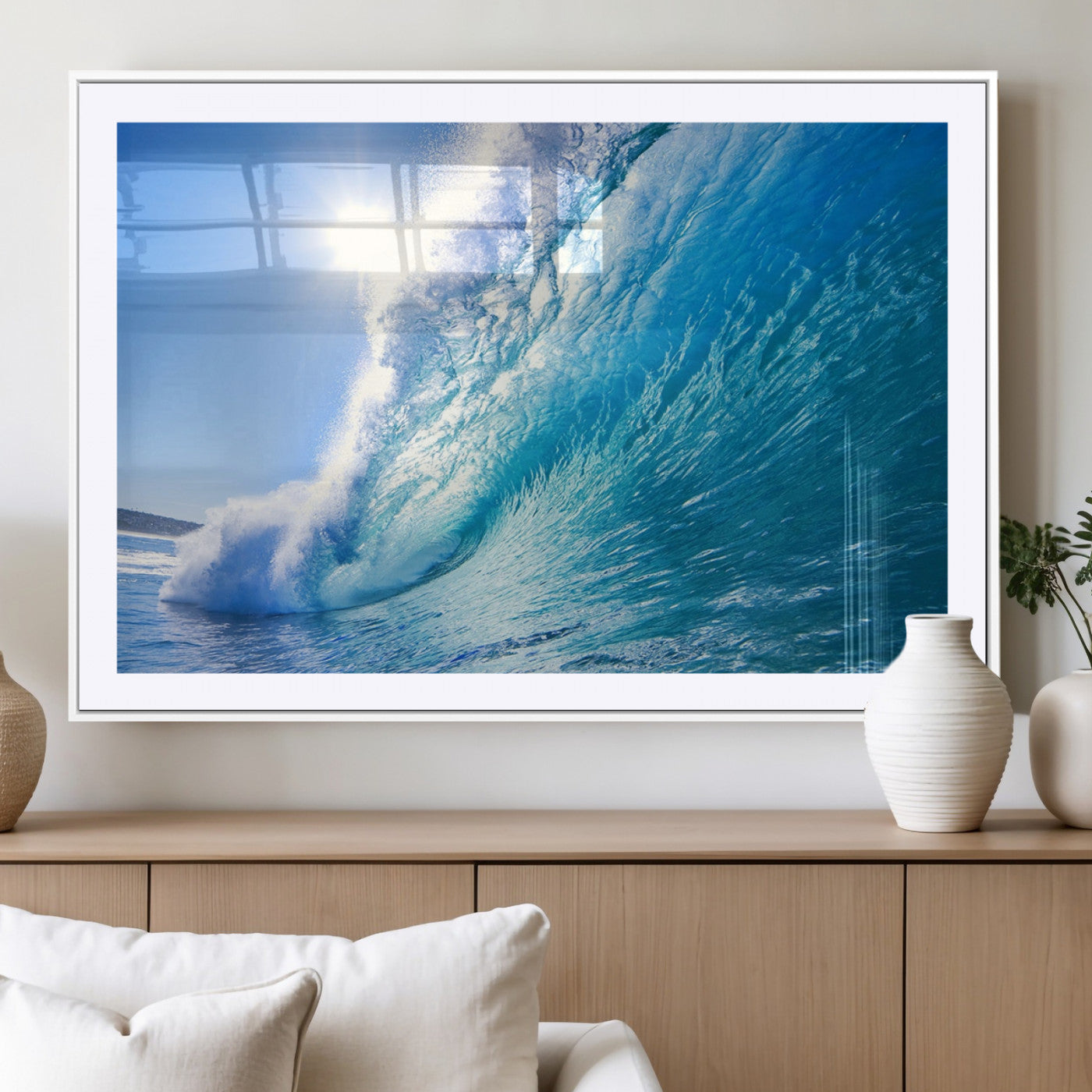 37494-MGC-FP-36x24_White-Ocean Wave Canvas Art – Stunning Blue Wave Photography, Coastal Wall Decor for Living Room, Bedroom or Office