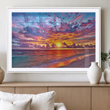 72836-MGC-FP-36x24_White-Fiery Sunset Beach Wall Art – Panoramic Vibrant Ocean Canvas Print, Dramatic Coastal Decor for Living Room, Bedroom or Office