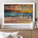 72948-MGC-FP-36x24_White-Ocean Sunset Wave Wall Art – Dramatic Seascape Canvas Print with Golden Sky and Crashing Waves, Coastal Beach Decor for Living