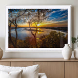 71863-MGC-FP-36x24_White-Lake Sunset Wall Art – Scenic Nature Canvas Print with Trees and Golden Sky, Serene Landscape Decor for Living Room, Bedroom or