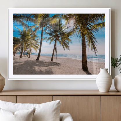 98175-MGV-CV-36X24-Tropical Palm Beach Wall Art – Relaxing Ocean Shore Canvas Print with Palm Trees, Coastal Summer Decor for Living Room, Bedroom or