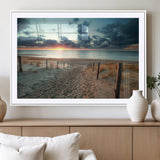25788-MGC-FP-36x24_White-Sunset Beach Path Wall Art – Scenic Coastal Dunes and Ocean Canvas Print, Tranquil Seaside Landscape Decor for Living Room or