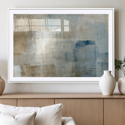 38126-MGC-FP-36x24_White-Neutral Abstract Wall Art – Modern Beige and Blue Canvas Print and Minimalist Textured Painting for Living Room, Bedroom or Office