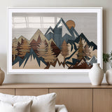 67950-MGC-FP-36x24_White-Modern Wood Wall Art Canvas Print, Framed Mountain Range Art Picture Print, Wood Mountain Range Perfect Rustic Decor Artwork