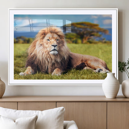 67826-MGC-FP-36x24_White-Majestic Lion Wall Art – King of the Jungle Canvas Print, Safari Wildlife Decor for Living Room, Office, or Man Cave