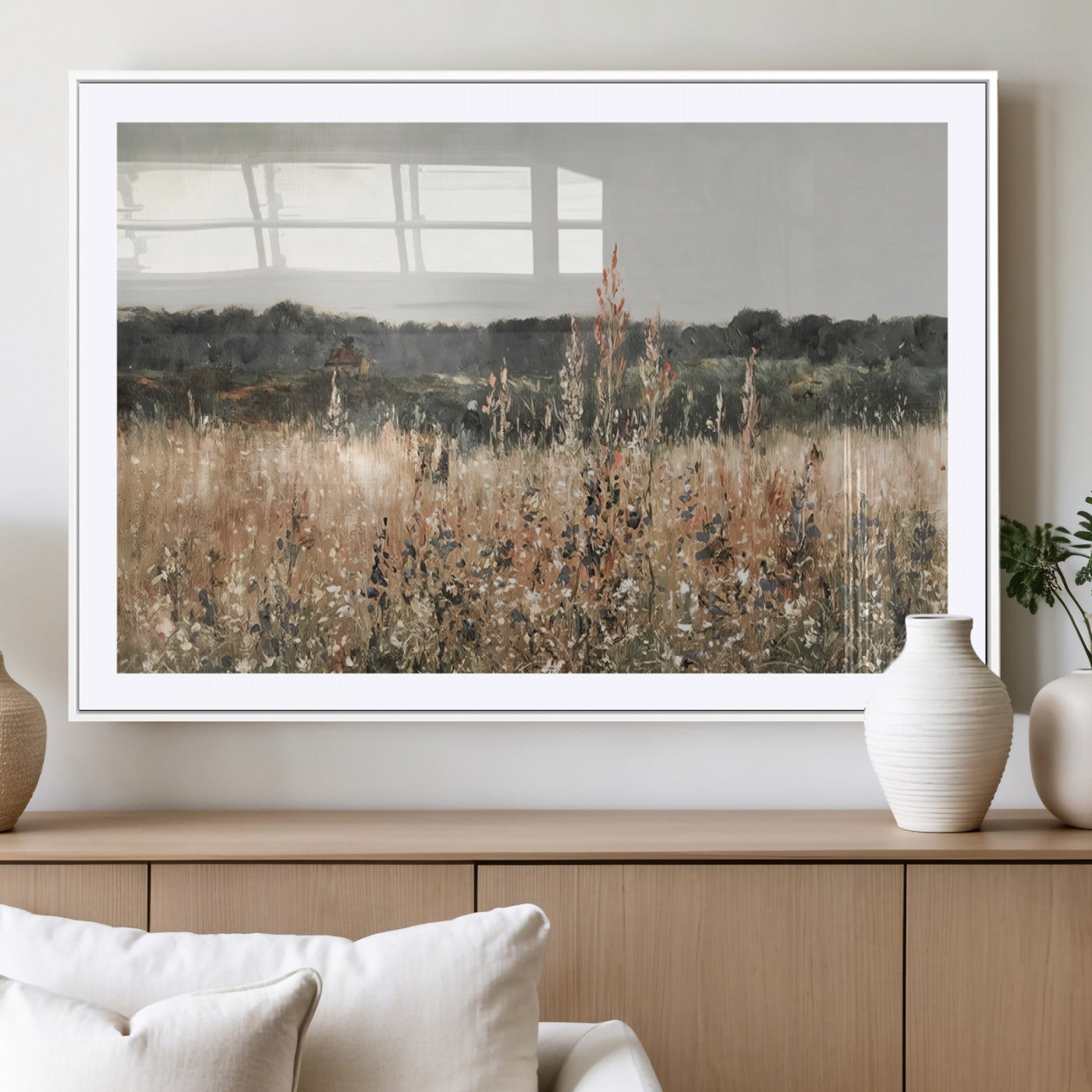 46308-MGV-CV-36X24-Wildflower Field Wall Art – Rustic Meadow Landscape Canvas Print, Country Nature Decor for Living Room, Bedroom or Farmhouse
