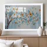 59455-MGV-CV-36X24-Butterfly Tree Branch Wall Art – Blue and Yellow Abstract Canvas Print, Modern Nature Artwork for Living Room, Bedroom or Office